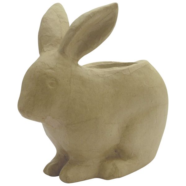 Décopatch - Ref HD054C - Home Deco Rabbit Planter - Papier Maché Object to Decorate - 19 x 10 x 18.5cm - Decorate with Décopatch Papers & PaperPatch Glue, Glitter, Paints, Brown