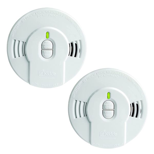 Kidde Smoke Detector, 10-Year Battery, LED Indicators, Replacement Alert, Test-Reset Button, 2 Pack