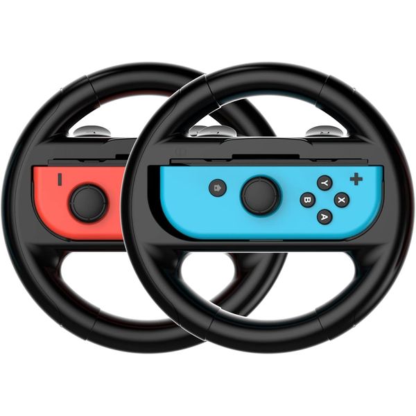 ARCELI 2pcs Steering Wheels for Nintendo Switch OLED, Switch Racing Wheel for Mario Kart 8 Deluxe(Black)