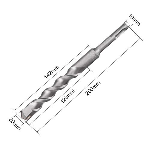 sourcing map Masonry Drill Bit 20mm x 200mm Carbide Tipped Rotary Hammer Bit 10mm Round Shank for Impact Drill
