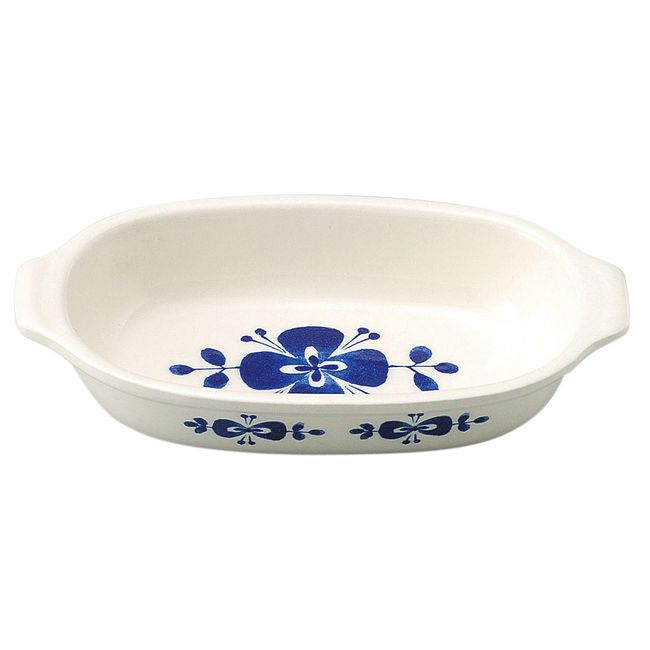Banko Ware 14890 Oven-Safe Au Gratin Dish, Nordic Blue, Diameter 8.1 x 4.3 inches (20.5 cm) x 4.3 inches (11 cm), Microwave Safe, Made in Japan