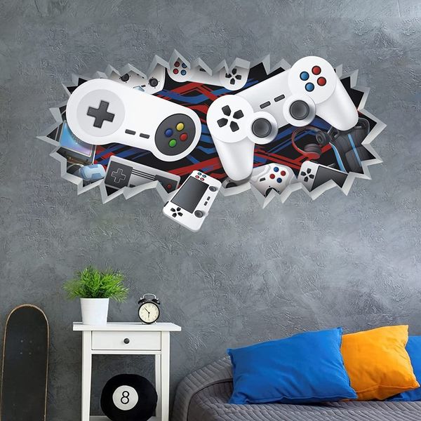 ANHUIB 3D Game Wall Stickers,Gamer Wall Sticker for Bedroom for Boys,Gaming Stickers for Wall,Game Wall Decal,Video Game Wall Mural,Controller Xbox Wall Sticker for Nursery Playroom Teenage Kids Room