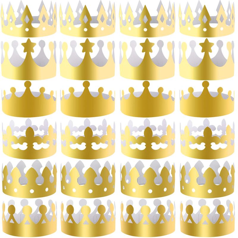 SIQUK 30 Pieces Paper Crowns Gold Paper King Crown Hats Golden Birthday ...
