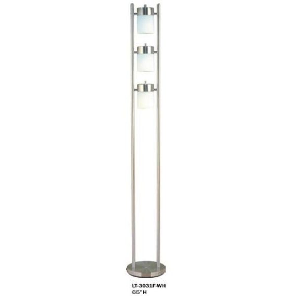 3-light Adjustable with Sllver Base Floor Lamp-white