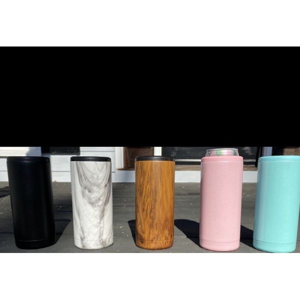 Slim can Insulated Koozie with Interchangeable Lid. Quantity 25 Count, Black.