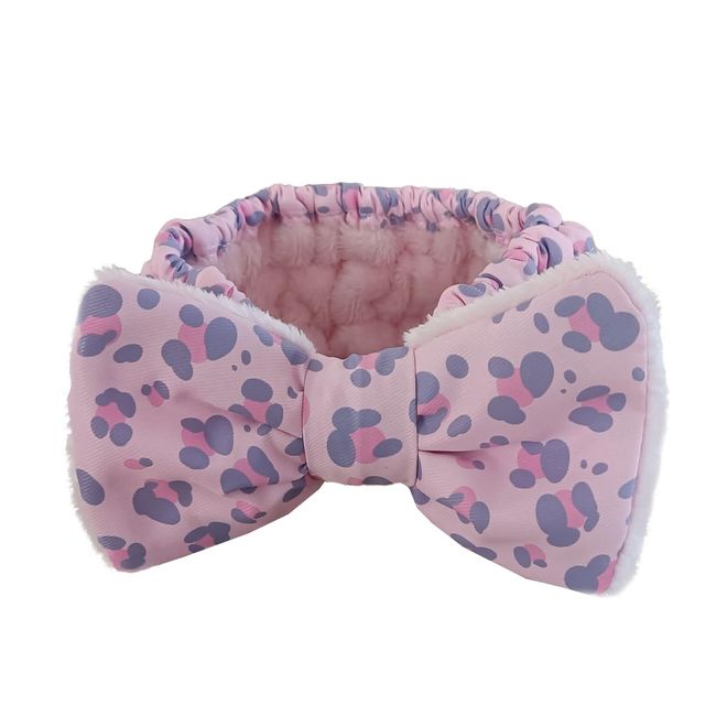 Lexi Make-Up Headband Pink Leopard Extra Soft Vintage Cosmetics