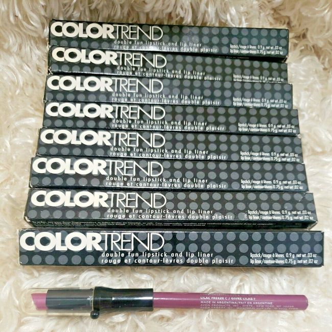 DOUBLE FUN LIPSTICK & LIP LINER Avon 2004 LILAC FREEZE Color Trend NOS! Lot/8