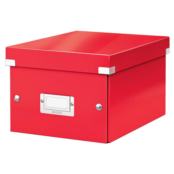Leitz WOW A5 Storage Box, Click and Store Range, Small Cardboard Storage Box, Red, 60430026