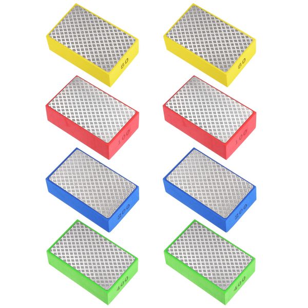 sourcing map Diamond Polishing Pad 2Set(8pcs) 60# 100# 200# 400# Grits Mesh Surface Sanding Blocks for Sanding Ceramics Glass Tile Concrete Stone Marble Wood