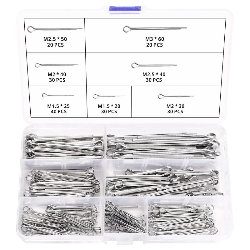 VooGenzek 200 Pieces 7 Sizes Fuse Cotter Pins Assortment Box ...