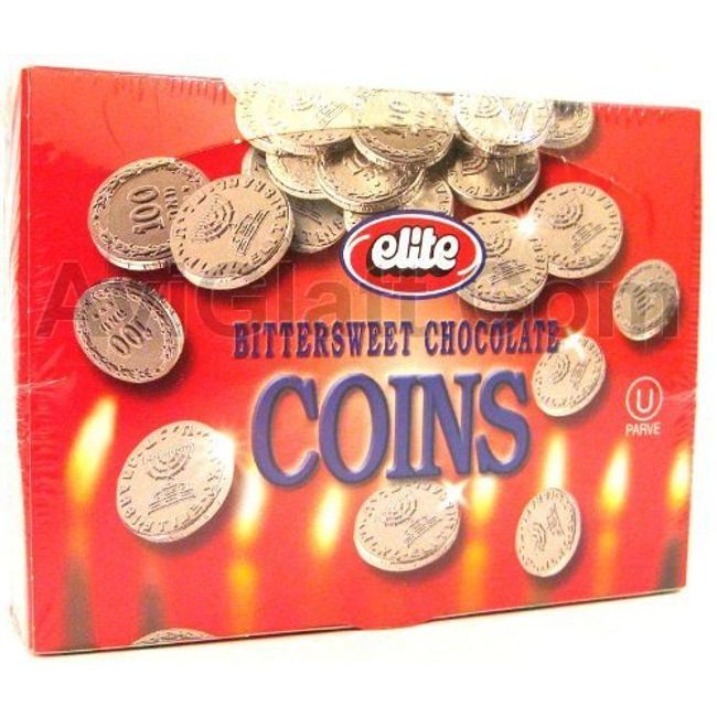 Elite Bittersweet Chocolate Coins Box 24 ct (Parve)