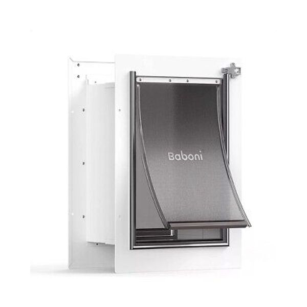 Baboni Pet Door for Wall Steel Frame and Telescoping Tunnel Aluminum size Medium