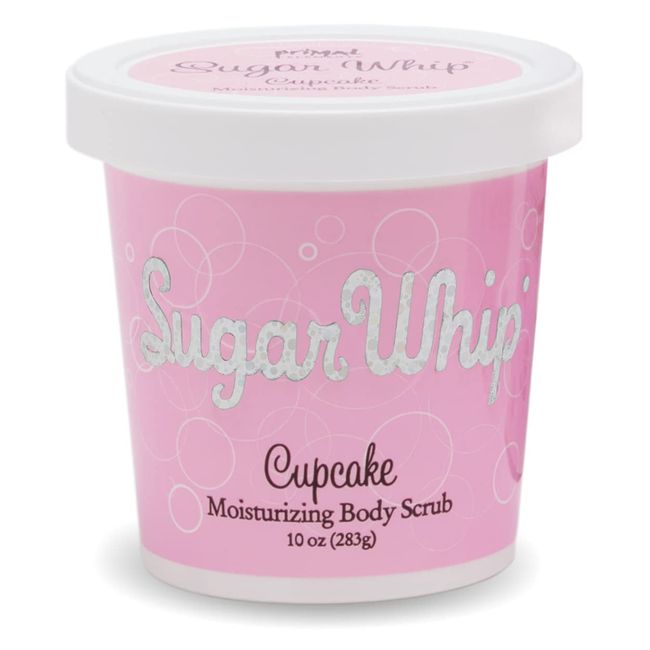 Primal Elements Sugar Whip Exfoliating Scrub, Body and Face Cleanser for Silky Smooth, Moisturize All Skin Types, 10 Oz, Cupcake, 10 Ounce