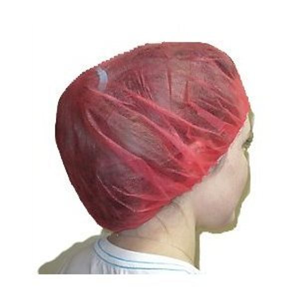 Red Bouffant Caps, 24", Bagged, 500/case