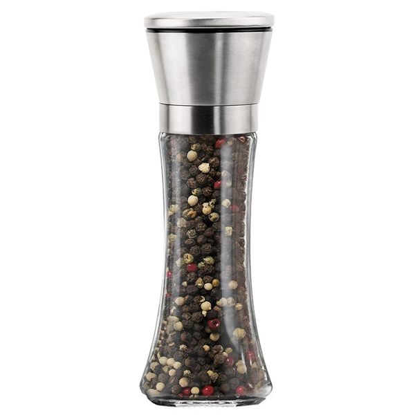 Salt and Pepper Grinder, Pepper Grinder Salt Shaker Stainless Steel and Glass Ceramic Grinder with Adjustable Coarseness, Manual Grinding Without Salt/Pepper