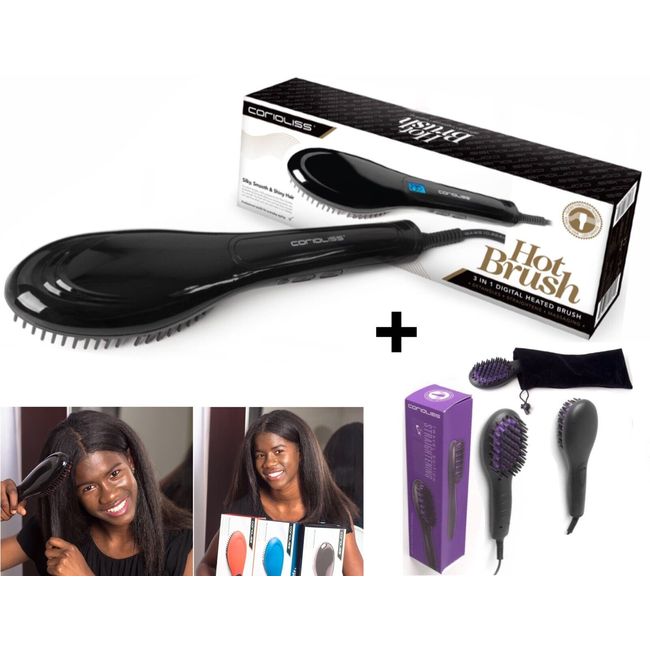 ✅Corioliss Professional Hair Straightener Brush Set Regular Size + Mini