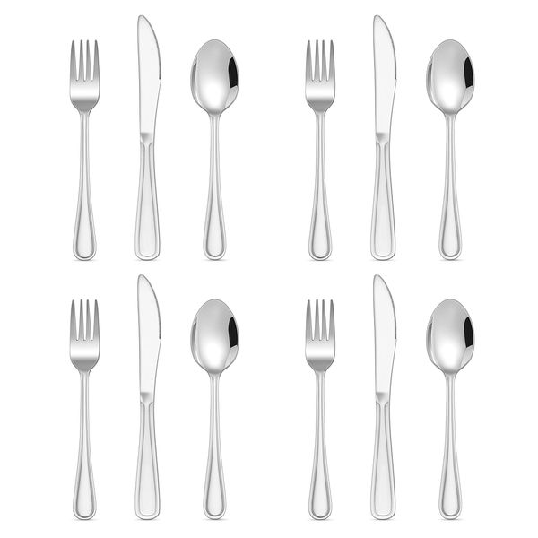 Childrens Cutlery Set, Joyfair 12-Piece Stainless Steel Kids Utensils Set, Toddler Eating Flatware Silverware Set Include 4 Forks, 4 Spoons, 4 Safe Knives, Small Size & Reusable, Dishwasher Safe