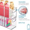 Stackable Pantry Bins with Handles for Cabinets or Fridge, Set of 4, Clear, M...
