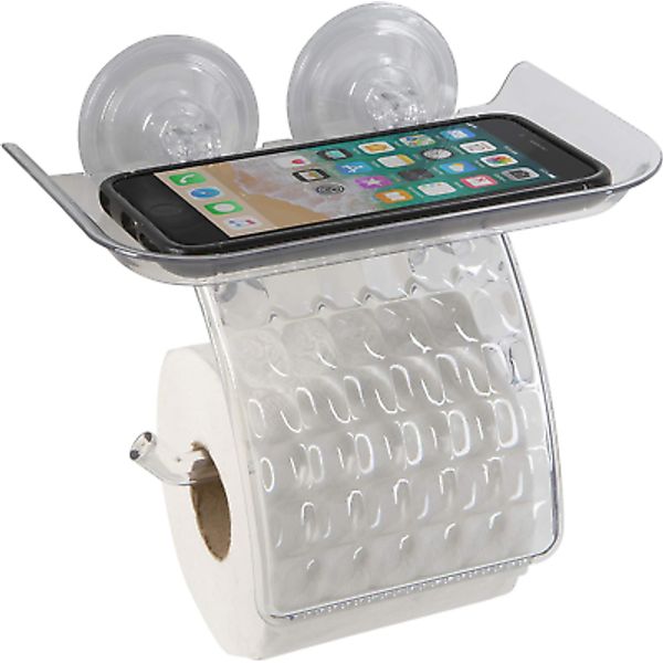 Bath Bliss Suction Cup Toilet Paper Dispenser | Power Lock Suction Mount | Phone