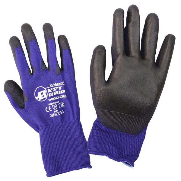 Happy Pe802d Anti-Slip Work Gloves, Backless Gloves, Polyurethane, Zero Stretch, Access, Purple, L