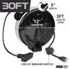 30Ft Retractable Extension Cord Reel with Breaker Switch Black