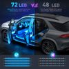 4x RGB 72 LED Car Interior Floor Atmosphere Light Bluetooth APP Remote Control