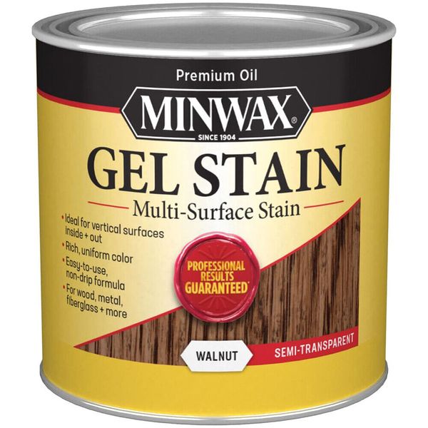 qt Minwax 66060 Walnut Gel Stain Multi-Surface Stain, Semi-Transparent