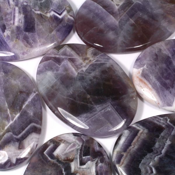 CrystalAge Amethyst Chevron Palm Stone ~70x50mm