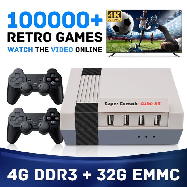 NEW X2 Plus Retro Video Game Console 4K HD Output Gamestick Emuelec 2.4G  Wireless Controllers 3D For PSP/PS1 40 Simulators Games