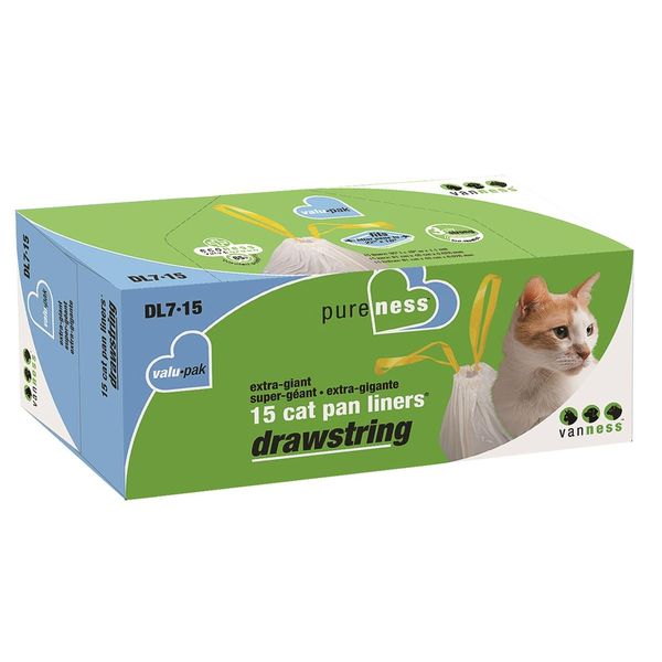 Van Ness Extra Large Drawstring Cat Litter Box Liners, 15 Count, DL7-15