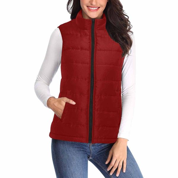 Womens Puffer Vest Jacket / Maroon Red - S