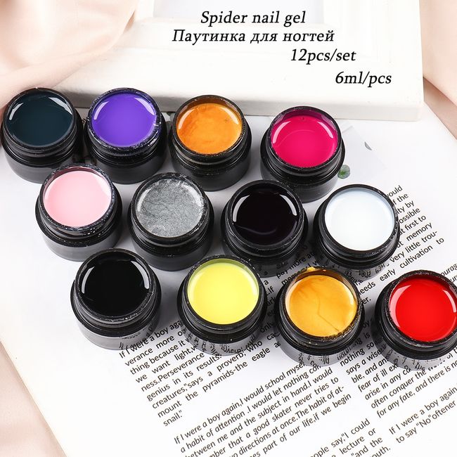 6ml Spider Web Gel Polish Nail Art Design Black UV Painting Gel Silk Lines  Varnishes For Manicure DIY Drawing Decoration GL1615