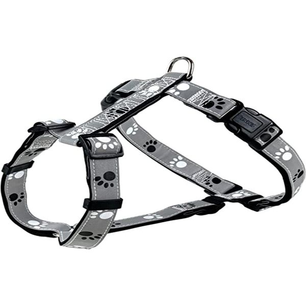 Trixie Silver Reflective Dog Harness, Size: Black/Grey (Highly Reflective)