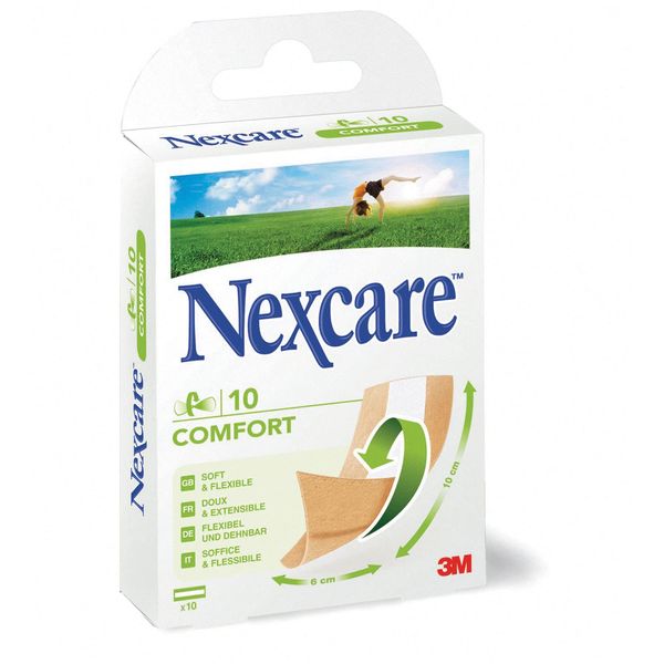 Nexcare Ultra Strech Flexible Comfort Foam Plasters, 6 cm x 10 cm, 10 per Pack - Breathable and Waterproof Plasters for Minor Wounds, Scratches, Plasters for First Aid Kits