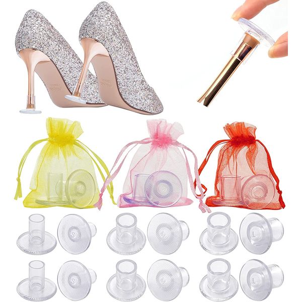 6 Pairs Heel Stoppers for Grass, 3 Sizes High Heel Protectors for Women Wedding Shoes, Durable High Heel Protectors for Walking on Grass and Uneven Floor