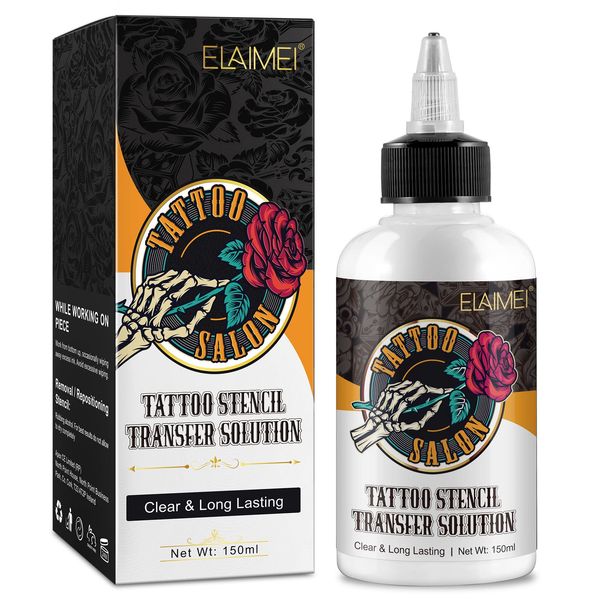 Tattoo Stencil Transfer Gel Solution, Tattoo Stencil Gel, Stencil Magic Cream, Tattoo Application Solution for Transfer Paper Machine Stencils, Long-Lasting & Clear, 150ml