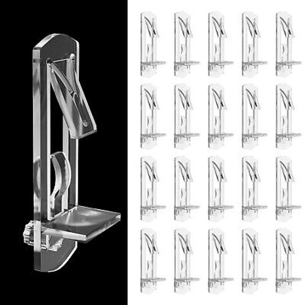 20PCS 5mm Locking Plastic Shelf Pins Clear Kitchen Cabinet Shelf Clips 3/4"