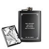 Engraved 8oz Black Hip Flask with Formal Border
