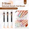 Saviland Acrylic Nail Brush Set - 3pcs Professional Nail Brush for Acrylic Nails, Kolinsky Acrylic Brush for Acrylic, Nail Art Brushes for Acrylic Powder, Black & white Wooden Handle, Size 8/10/14