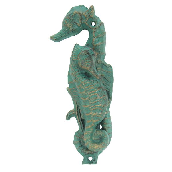 Nautical Verdigris Seahorse Door Knocker Beach Ocean Shore Cast Iron