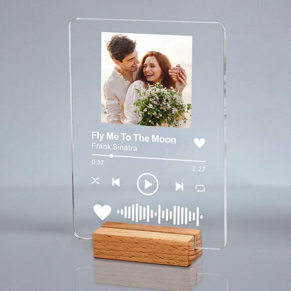 Personalised from Spotify Plauqe Acrylic A5/A6 Music Plaque Personalised Gifts for Him Her Women Men Mothers Day Gifts Custom Gift for Anniversary Birthday Fathers Day Christmas