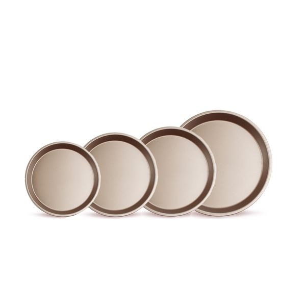 Unoschrim Pizza Pans 4 Pcs, Non-stick Pizza Tray Set of 6-11 Inch, 4 Sizes Reusable Round Pizza Baking Pans, Oven Pizza Dish Plate for Baking Pizza or Cookie, Easy to Clean, Golden