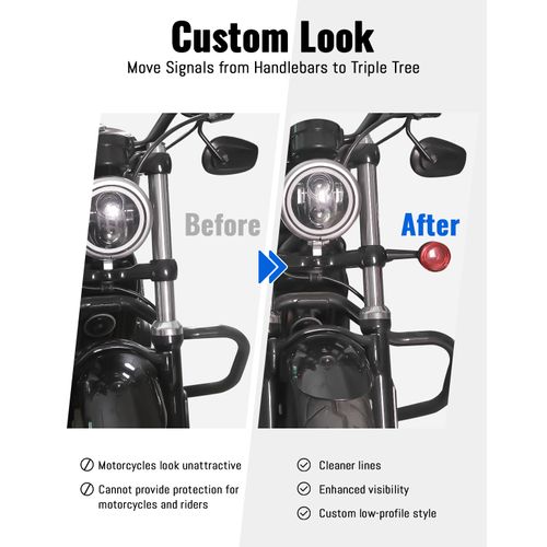 LUXEMOTO Front Turn Signal Mounts Relocation Kit for Sportsters, Motorcycle Turn Signal Indicator Relocation for Harley XL Sportster 883 1200 1988+ Dyna FXR 1991-2005 Accessories,2PCS