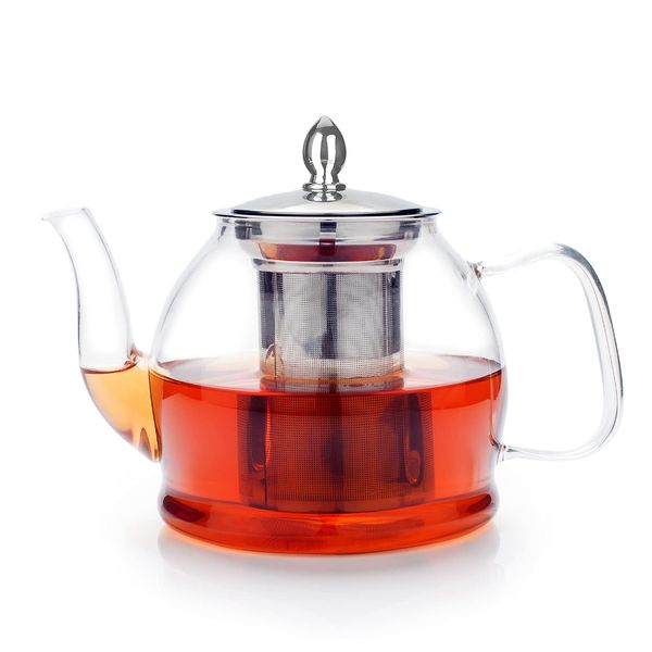 FELIZROCA 1.2L Glass Teapot with Infuser, Tea Pot, Teapots, 1200ml Tea Pots, Borosilicate Glass Teapot for Stovetop Safe, Tea Pot for Tea, Blooming Tea, Loose Tea, Flowering Tea