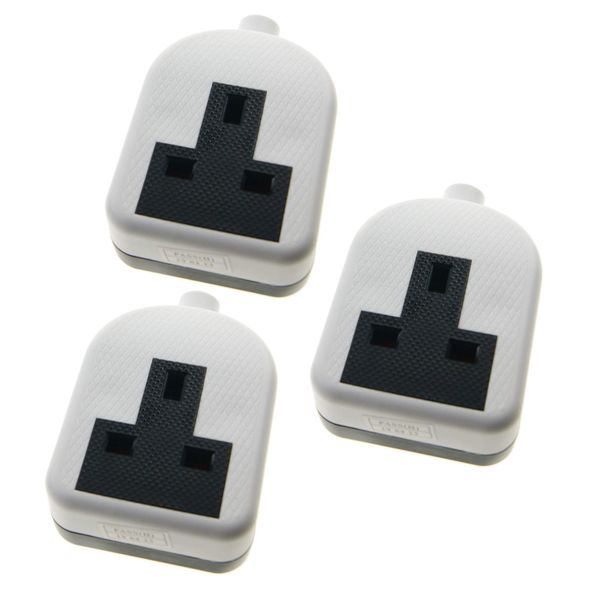 Ex-Pro 1 Gang High Impact Trailing Extension Socket, without Plug and Cable, 13A, White - 3 Pack