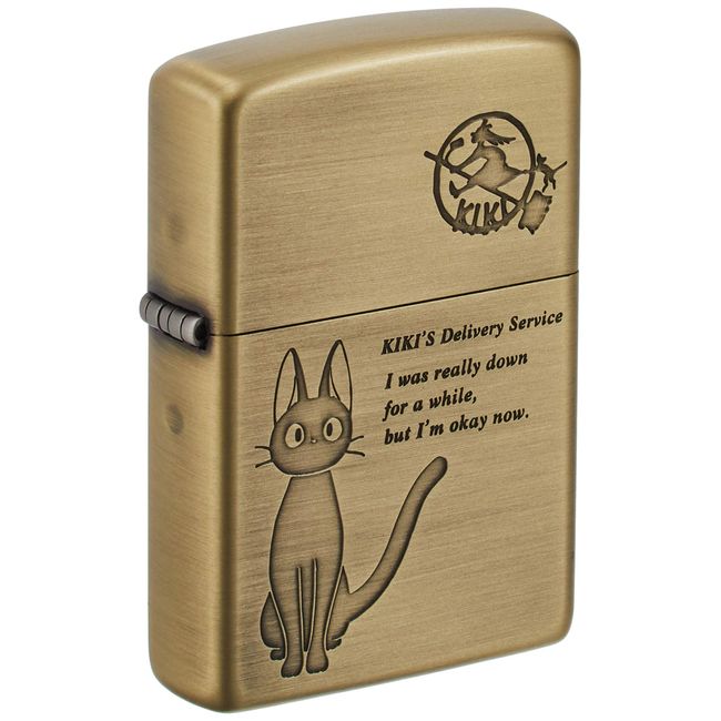 Zippo Studio Ghibli Oil Lighter, Kiki's Delivery Service, Jiji NZ-11, Brass Antique Finish