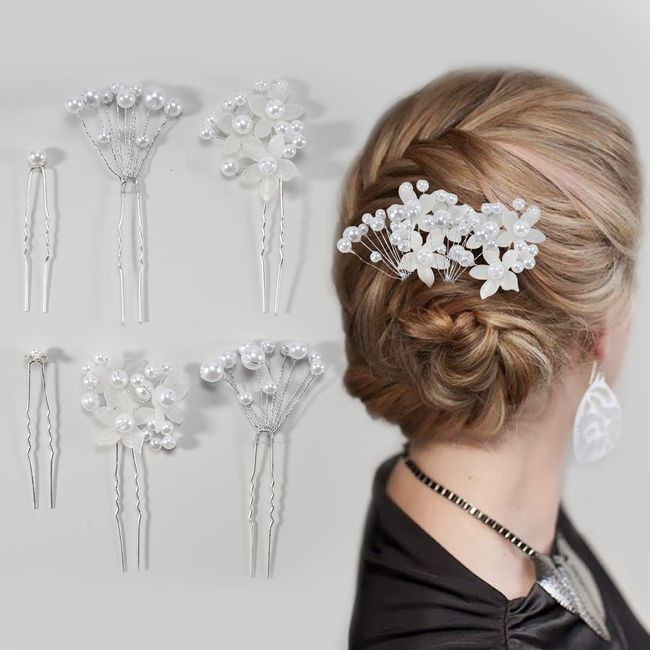 30 Stück Hochzeits-Haarnadeln, Haar-Accessoires für Hochzeiten mit Strass-Perlen, Blumen-Spangen und Haarnadeln, Diamant-Blumen-Haarspangen für Frauen und Mädchen