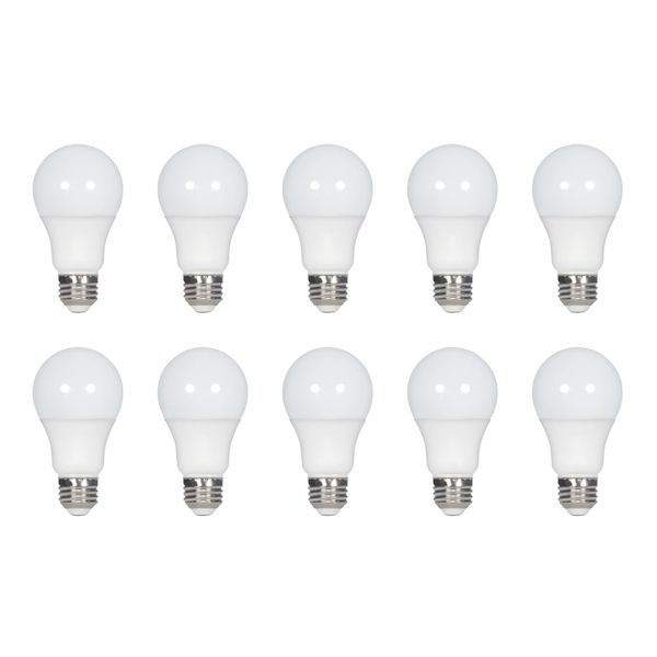 Satco S11411 9.5-Watt A19 LED Light Bulbs, 60-Watt Replacement, 5000K Natural Light, 760 Lumens, 10 Pack