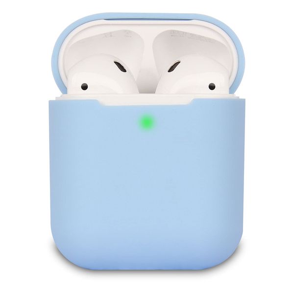 KOKOKA Case Cover Compatible with AirPods 2, Silicone Shockproof Case Cover for Airpods 2 [Front LED Visible][Support Wireless Charging] Sky Blue