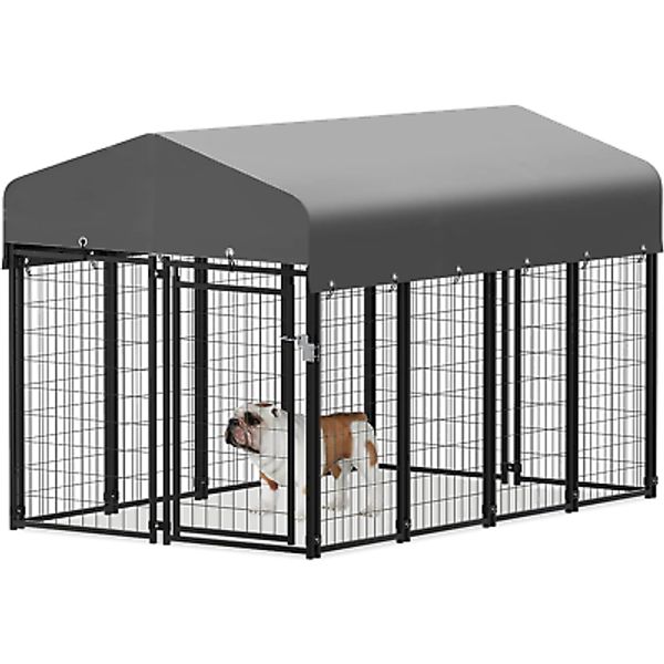 Heavy Duty Outdoor Dog Run Enclosure for Small/Medium Dogs, All Weather Metal Do